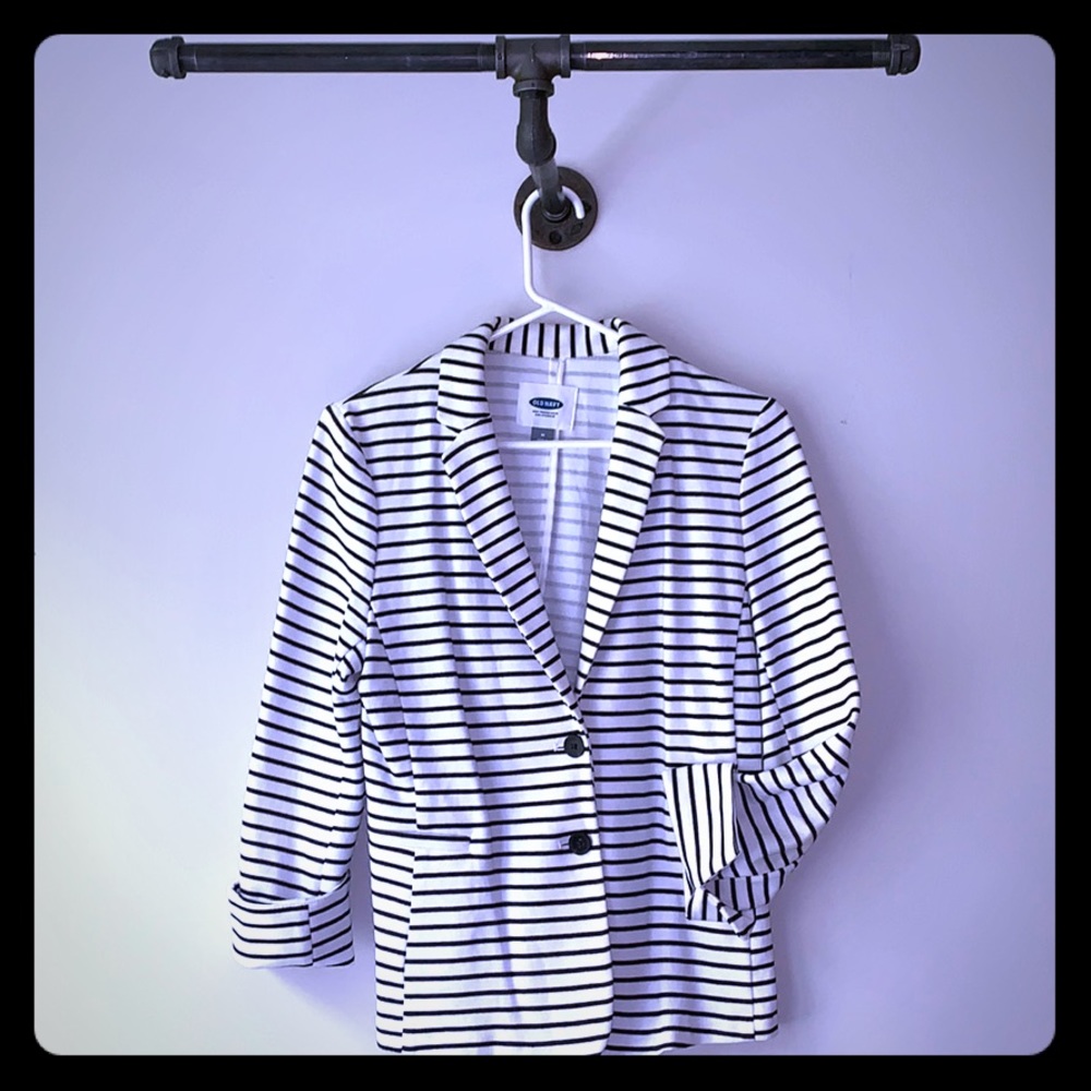 Black and White Striped Blazer